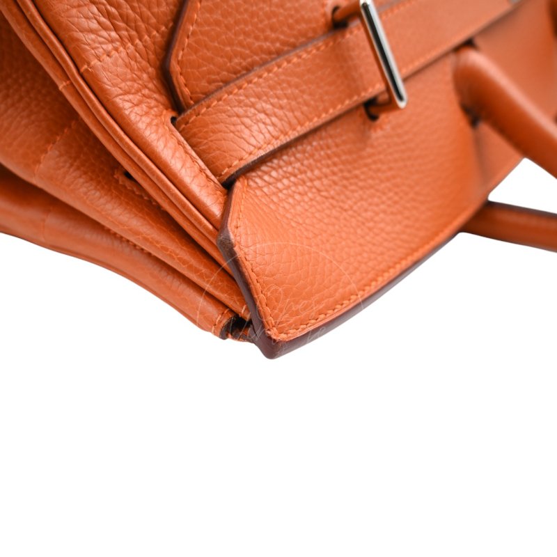 中古 愛馬仕 Hermes Shoulder Birkin 42 JPG 橙色銀色五金手袋-12