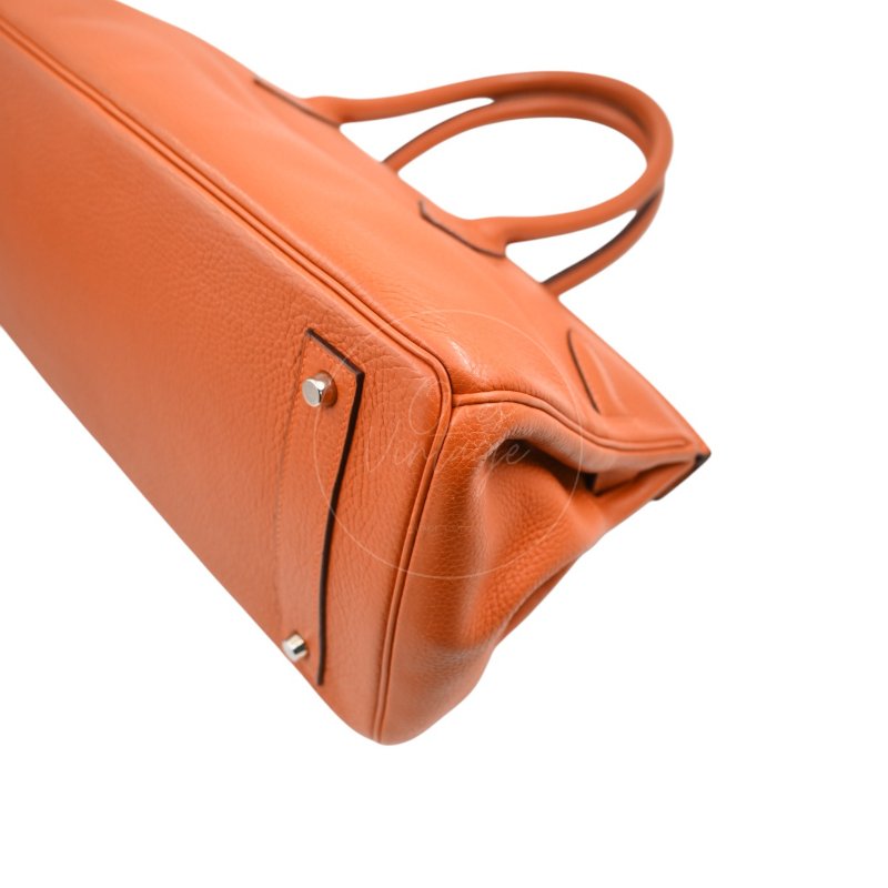 中古 愛馬仕 Hermes Shoulder Birkin 42 JPG 橙色銀色五金手袋-17