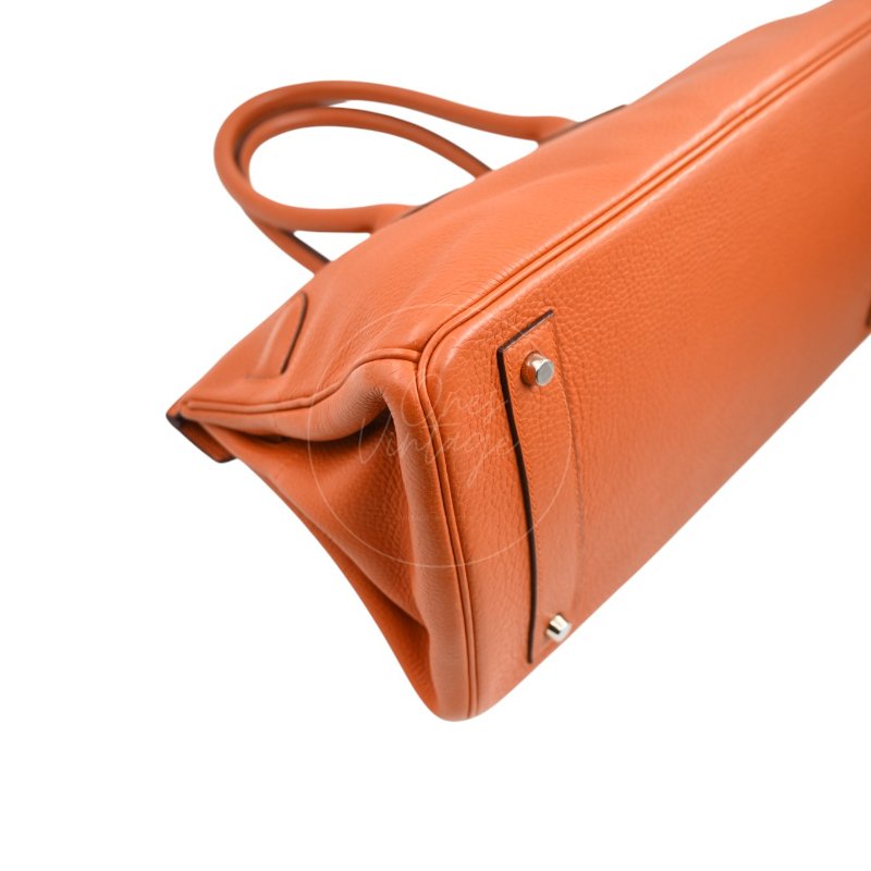 中古 愛馬仕 Hermes Shoulder Birkin 42 JPG 橙色銀色五金手袋-18