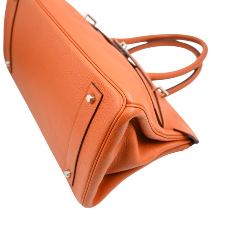中古 愛馬仕 Hermes Shoulder Birkin 42 JPG 橙色銀色五金手袋-20