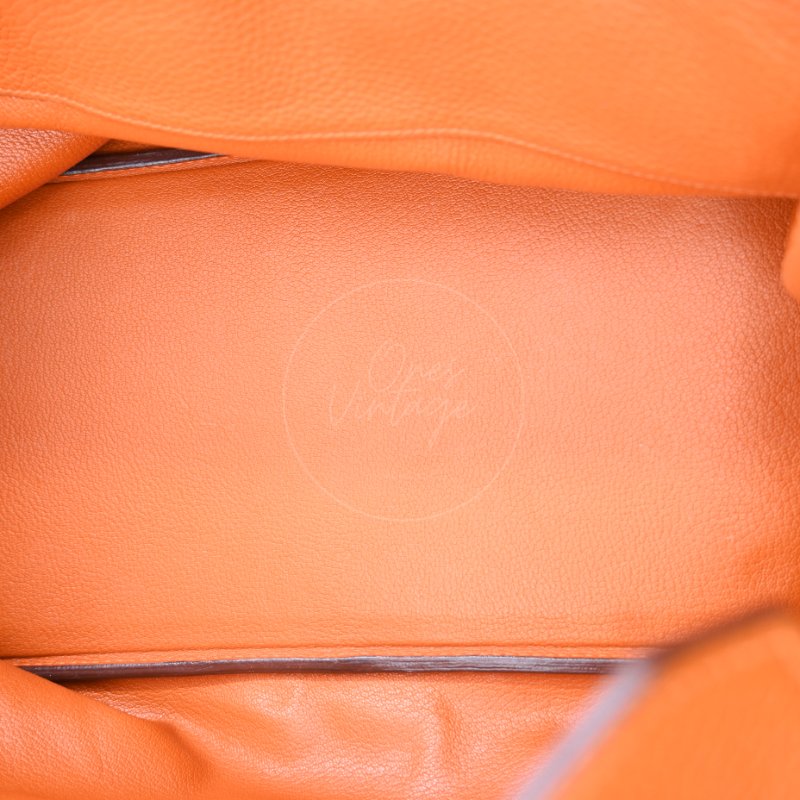中古 愛馬仕 Hermes Shoulder Birkin 42 JPG 橙色銀色五金手袋-21