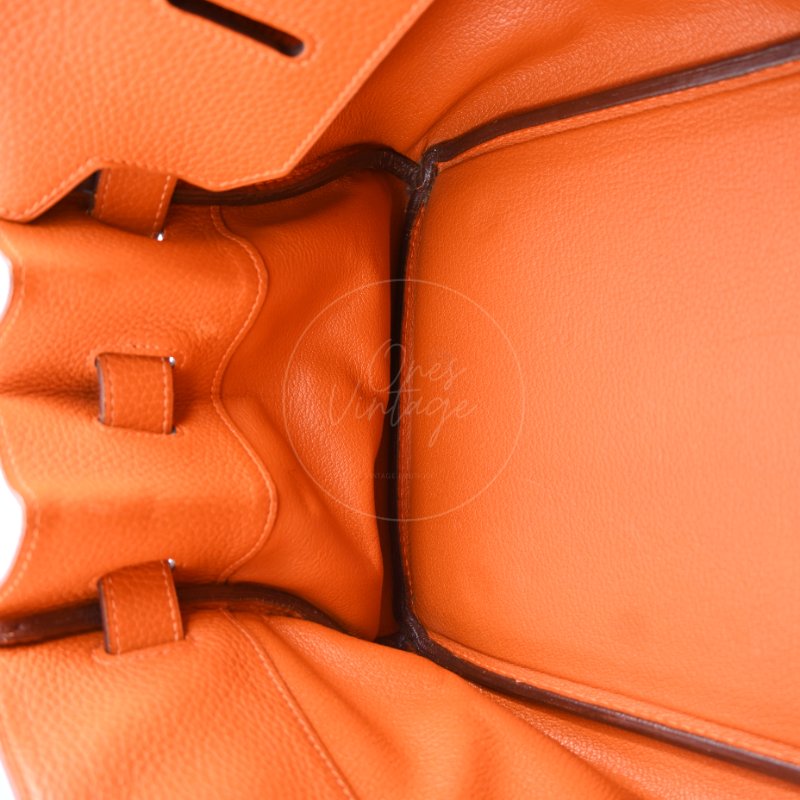 中古 愛馬仕 Hermes Shoulder Birkin 42 JPG 橙色銀色五金手袋-22