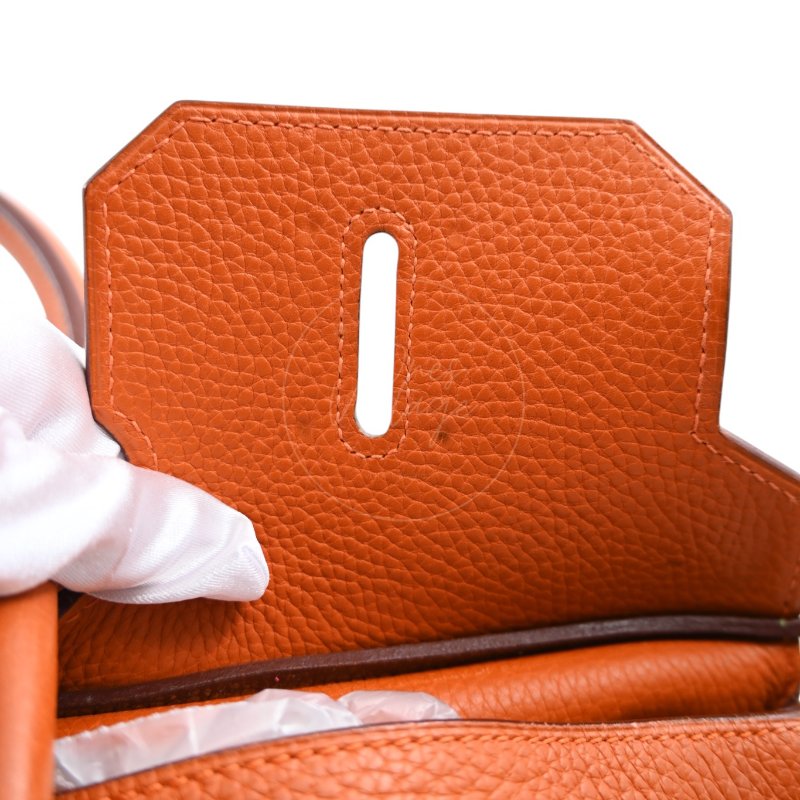 中古 愛馬仕 Hermes Shoulder Birkin 42 JPG 橙色銀色五金手袋-24