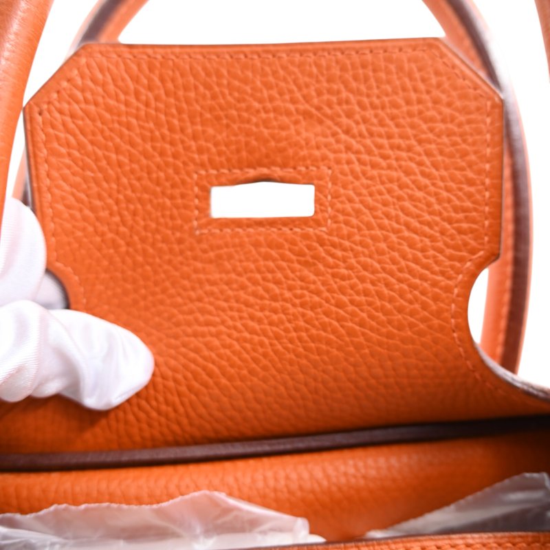 中古 愛馬仕 Hermes Shoulder Birkin 42 JPG 橙色銀色五金手袋-25