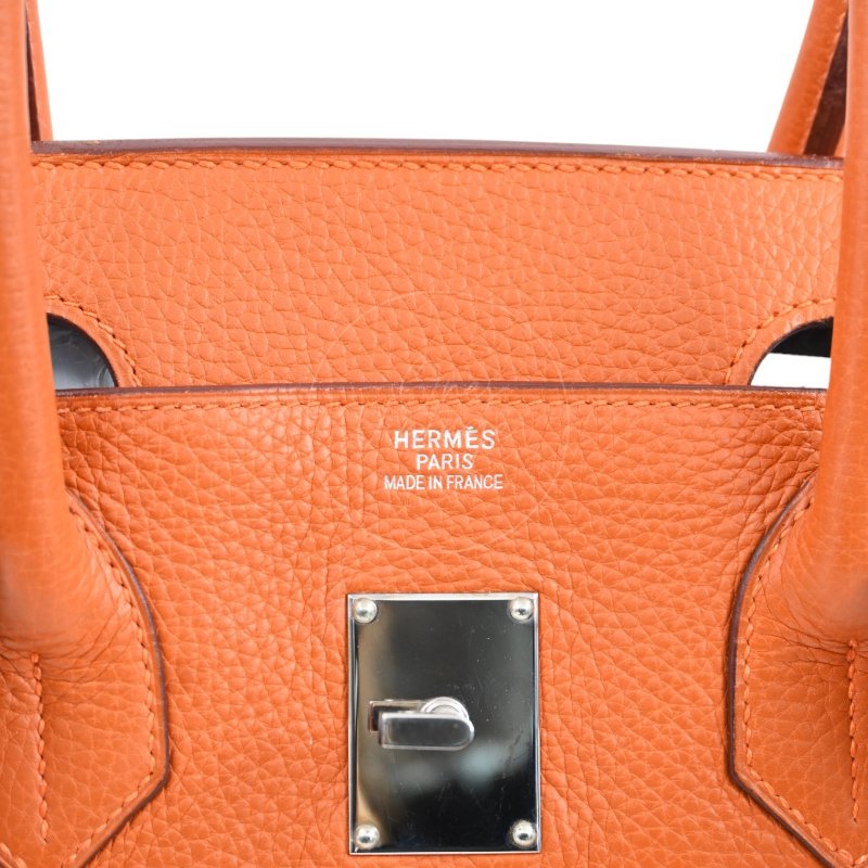 中古 愛馬仕 Hermes Shoulder Birkin 42 JPG 橙色銀色五金手袋-42