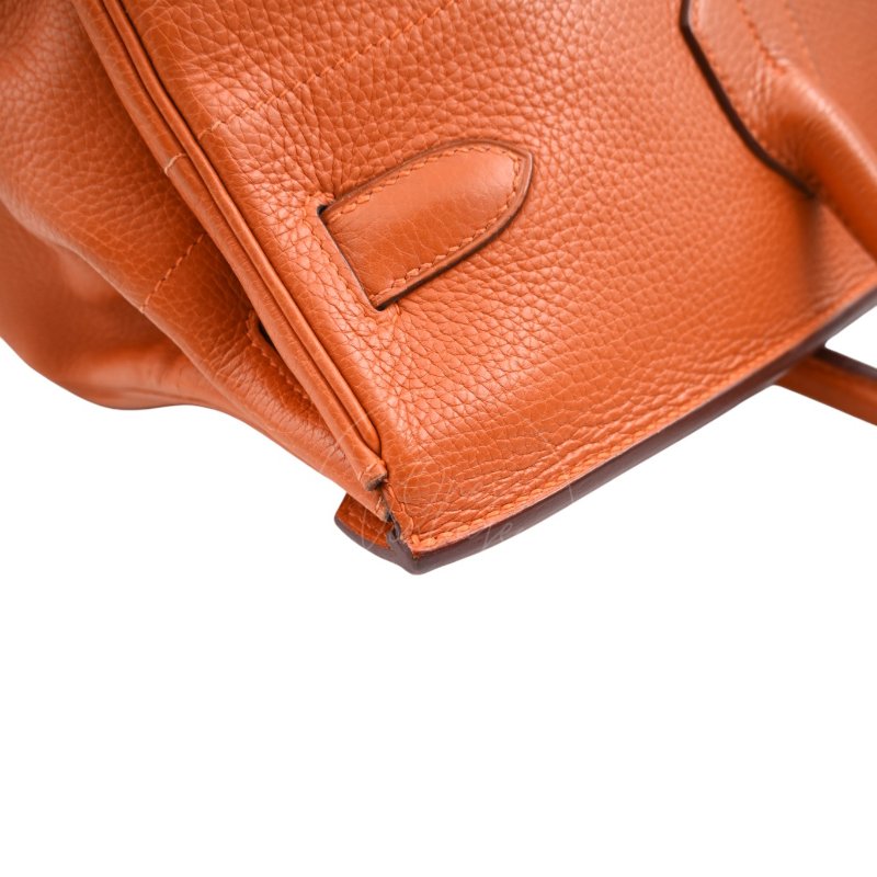 中古 愛馬仕 Hermes Shoulder Birkin 42 JPG 橙色銀色五金手袋-48