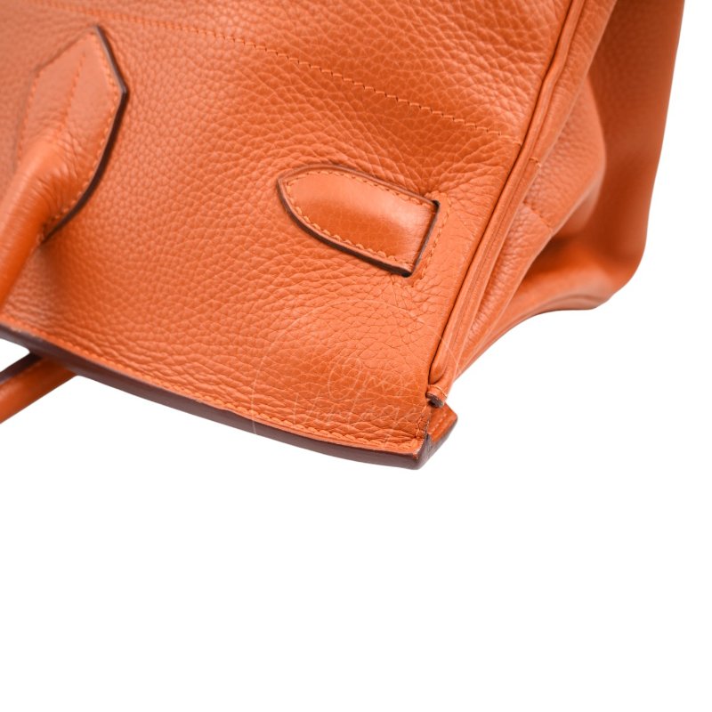 中古 愛馬仕 Hermes Shoulder Birkin 42 JPG 橙色銀色五金手袋-49