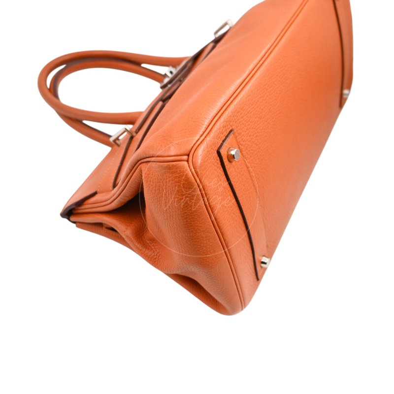 中古 愛馬仕 Hermes Shoulder Birkin 42 JPG 橙色銀色五金手袋-53