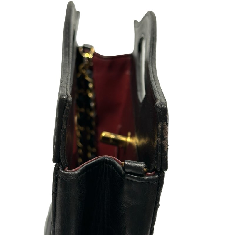 CHANEL Calfskin Leather Vintage 31 Handbag Black GHW-9