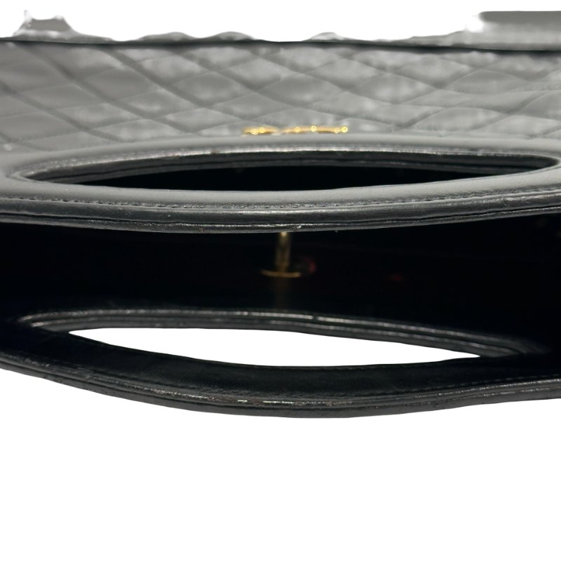 CHANEL Calfskin Leather Vintage 31 Handbag Black GHW-12