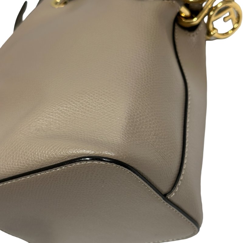 FENDI Calfskin Leather Mon Tresor Bucket Bag Grey Beige GHW-6