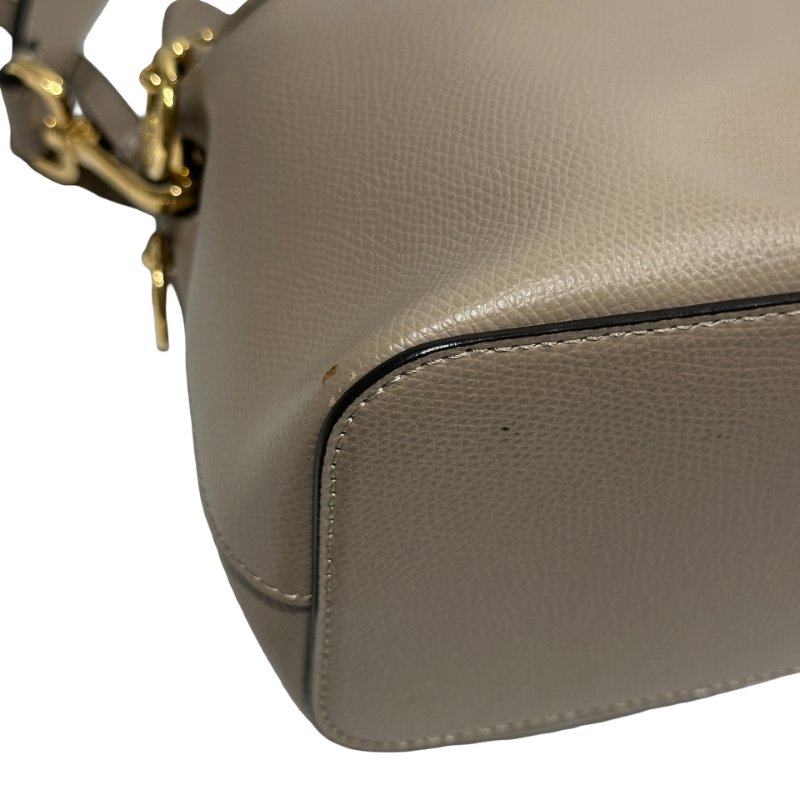 FENDI Calfskin Leather Mon Tresor Bucket Bag Grey Beige GHW-7