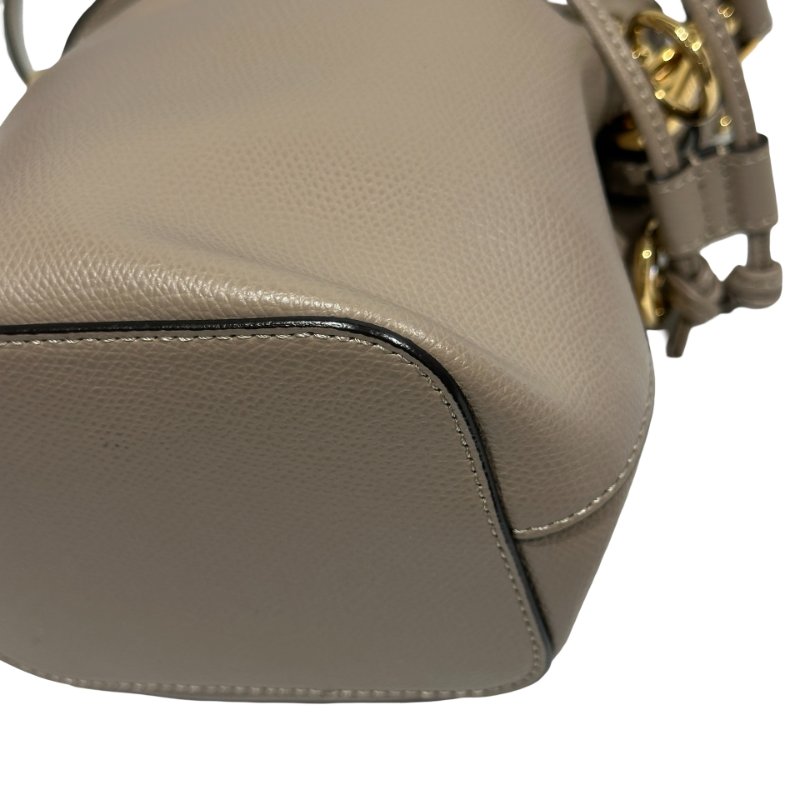 FENDI Calfskin Leather Mon Tresor Bucket Bag Grey Beige GHW-13