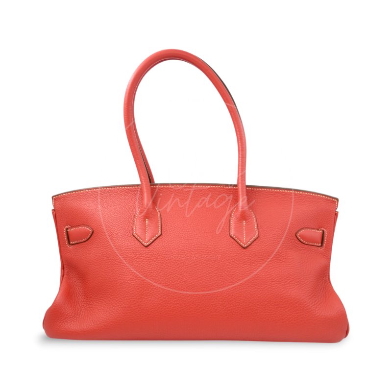 中古 愛馬仕 Hermes Birkin 42 Shoulder 銀色五金 Sanguine 紅色印記 Square O 手袋-3