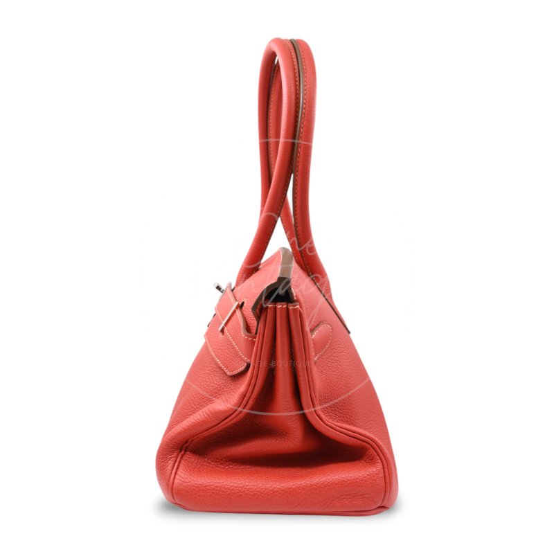 中古 愛馬仕 Hermes Birkin 42 Shoulder 銀色五金 Sanguine 紅色印記 Square O 手袋-4