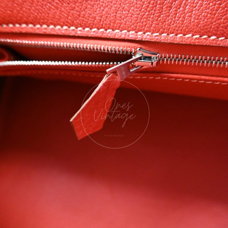 中古 愛馬仕 Hermes Birkin 42 Shoulder 銀色五金 Sanguine 紅色印記 Square O 手袋-21