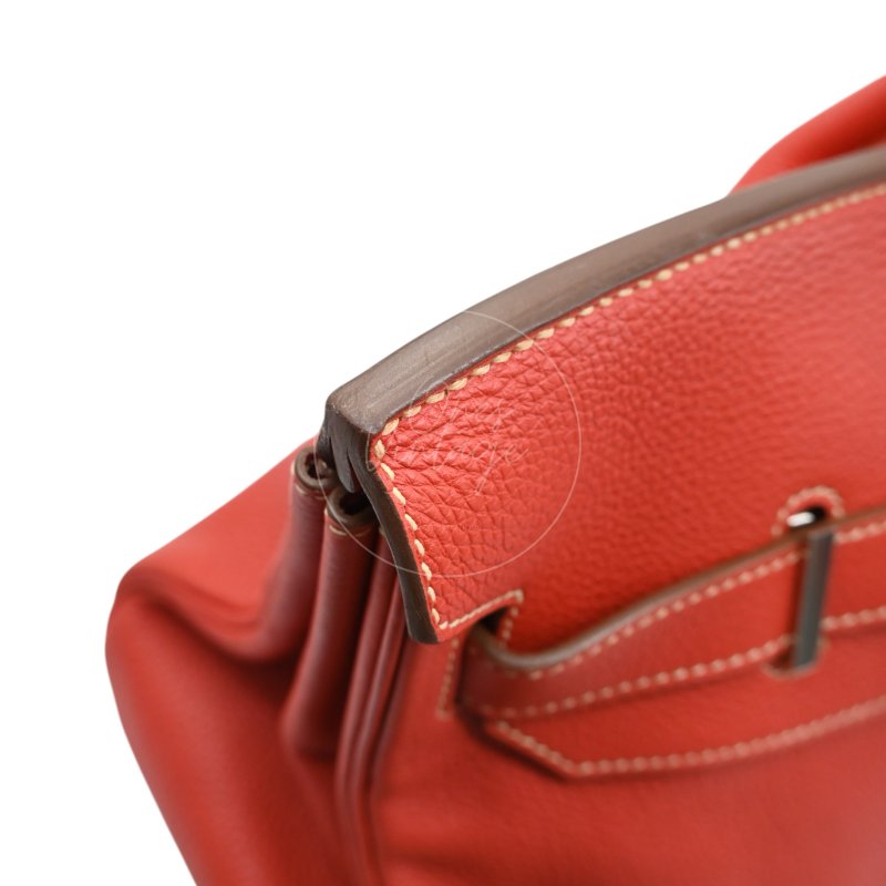 中古 愛馬仕 Hermes Birkin 42 Shoulder 銀色五金 Sanguine 紅色印記 Square O 手袋-23