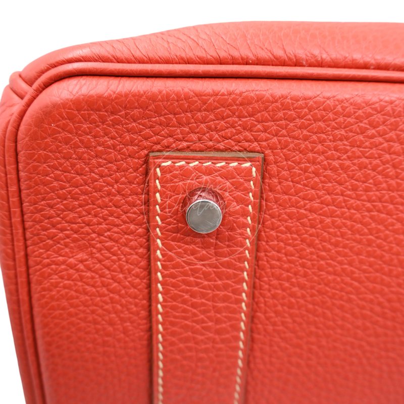 中古 愛馬仕 Hermes Birkin 42 Shoulder 銀色五金 Sanguine 紅色印記 Square O 手袋-45