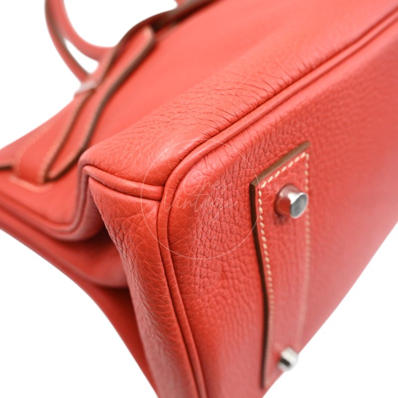 中古 愛馬仕 Hermes Birkin 42 Shoulder 銀色五金 Sanguine 紅色印記 Square O 手袋-47