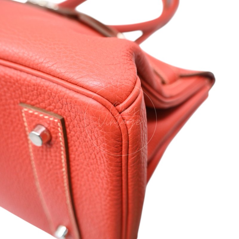 中古 愛馬仕 Hermes Birkin 42 Shoulder 銀色五金 Sanguine 紅色印記 Square O 手袋-49