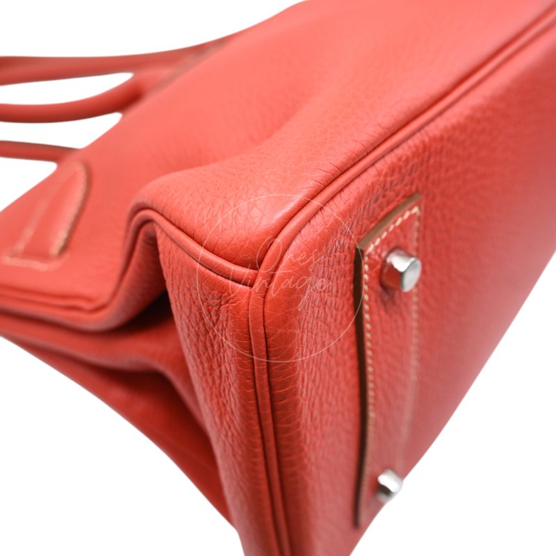 中古 愛馬仕 Hermes Birkin 42 Shoulder 銀色五金 Sanguine 紅色印記 Square O 手袋-50