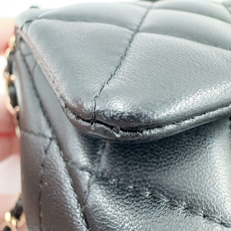 CHANEL黑色羊皮淡金釦手把20cm coco AS2431（膠膜還在！）-18