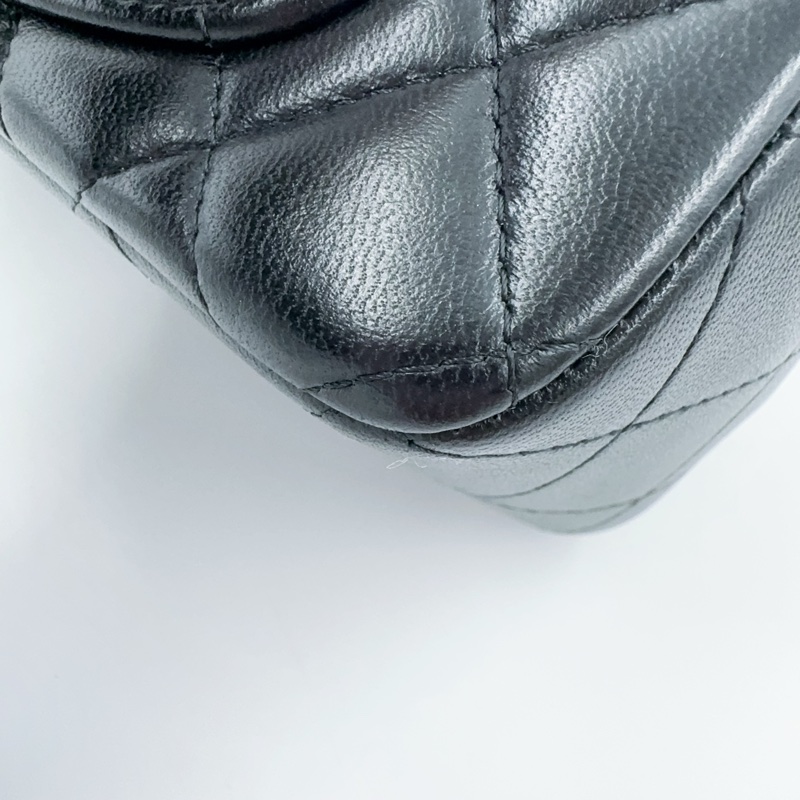 CHANEL黑色羊皮淡金釦手把20cm coco AS2431（膠膜還在！）-20