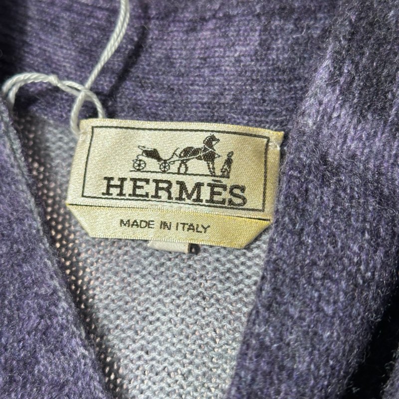 HERMÈS Reflets Equestres Buttoned Cardigan Clothes Purple-1