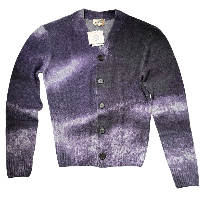 HERMÈS Reflets Equestres Buttoned Cardigan Clothes Purple-3