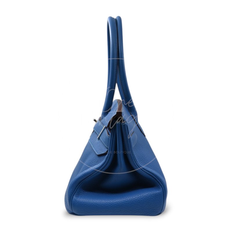 中古 愛馬仕 Hermes Birkin Shoulder 42 藍色 Togo 銀色五金 印記 Square O 手袋-4