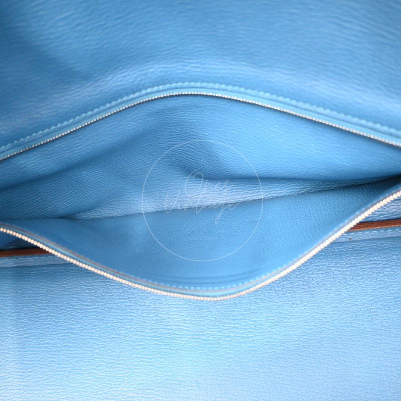 中古 愛馬仕 Hermes Birkin Shoulder 42 藍色 Togo 銀色五金 印記 Square O 手袋-28