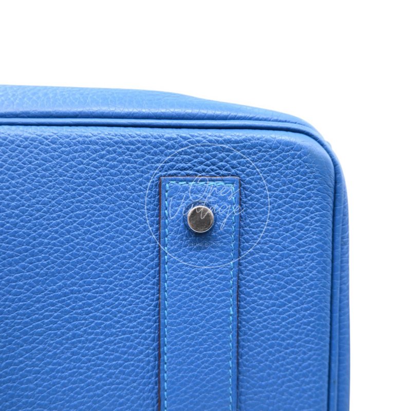 中古 愛馬仕 Hermes Birkin Shoulder 42 藍色 Togo 銀色五金 印記 Square O 手袋-37