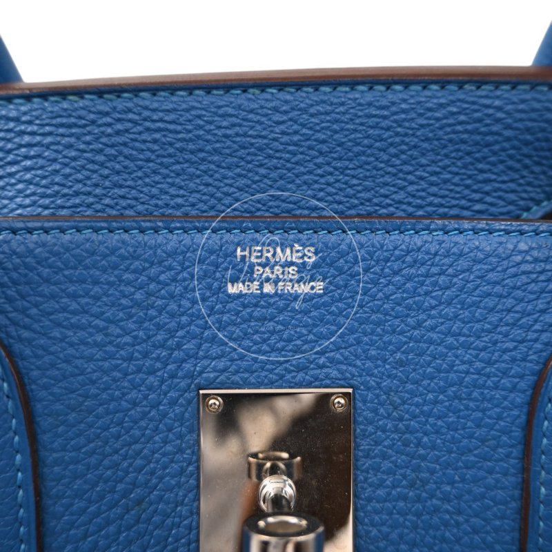 中古 愛馬仕 Hermes Birkin Shoulder 42 藍色 Togo 銀色五金 印記 Square O 手袋-42