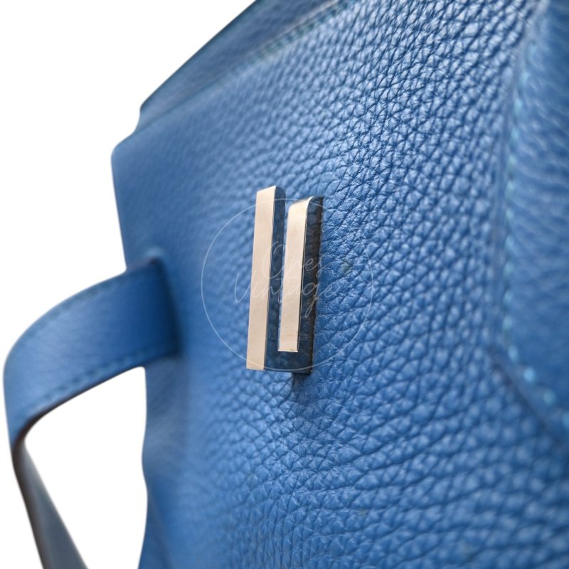 中古 愛馬仕 Hermes Birkin Shoulder 42 藍色 Togo 銀色五金 印記 Square O 手袋-45