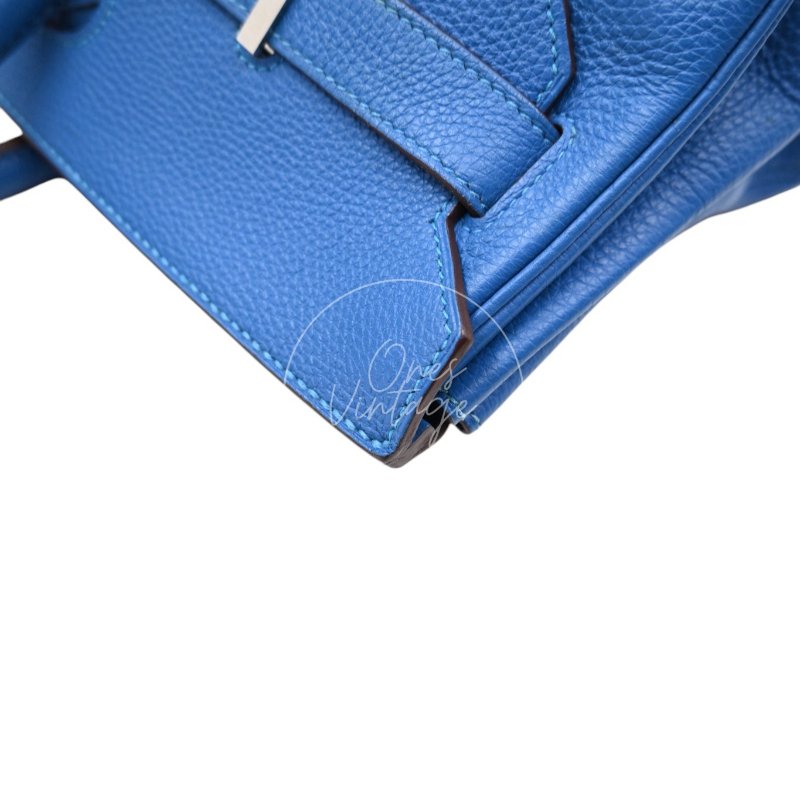 中古 愛馬仕 Hermes Birkin Shoulder 42 藍色 Togo 銀色五金 印記 Square O 手袋-56