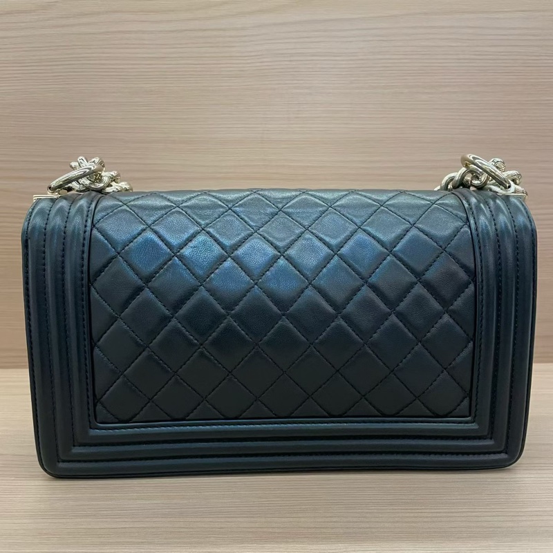 Chanel 黑金 LEBOY 羊皮 2018年 24開 中號 菱格金扣鏈條包  有卡 有塵袋 無盒子 尺寸底長25*高15*寬8*-1