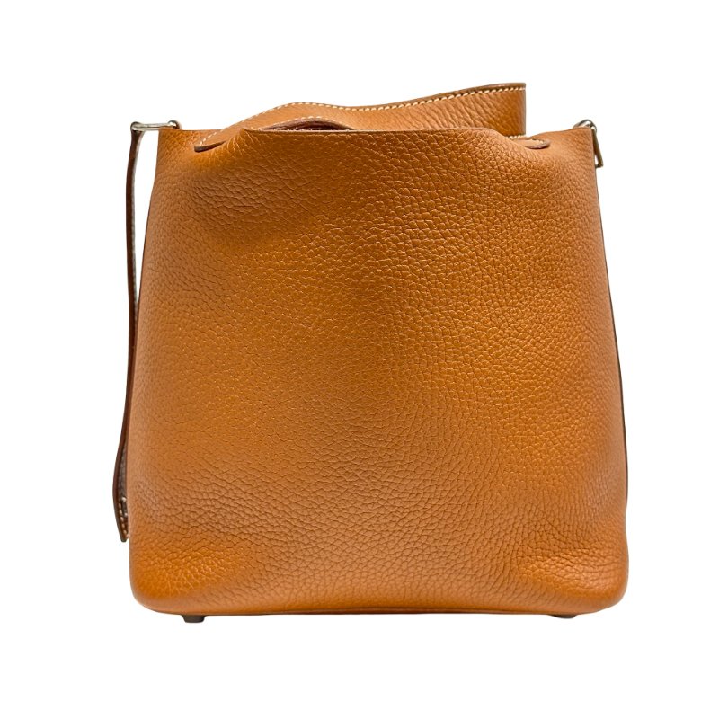 HERMÈS Clemence leather Picotin Handbag Brown PHW-4