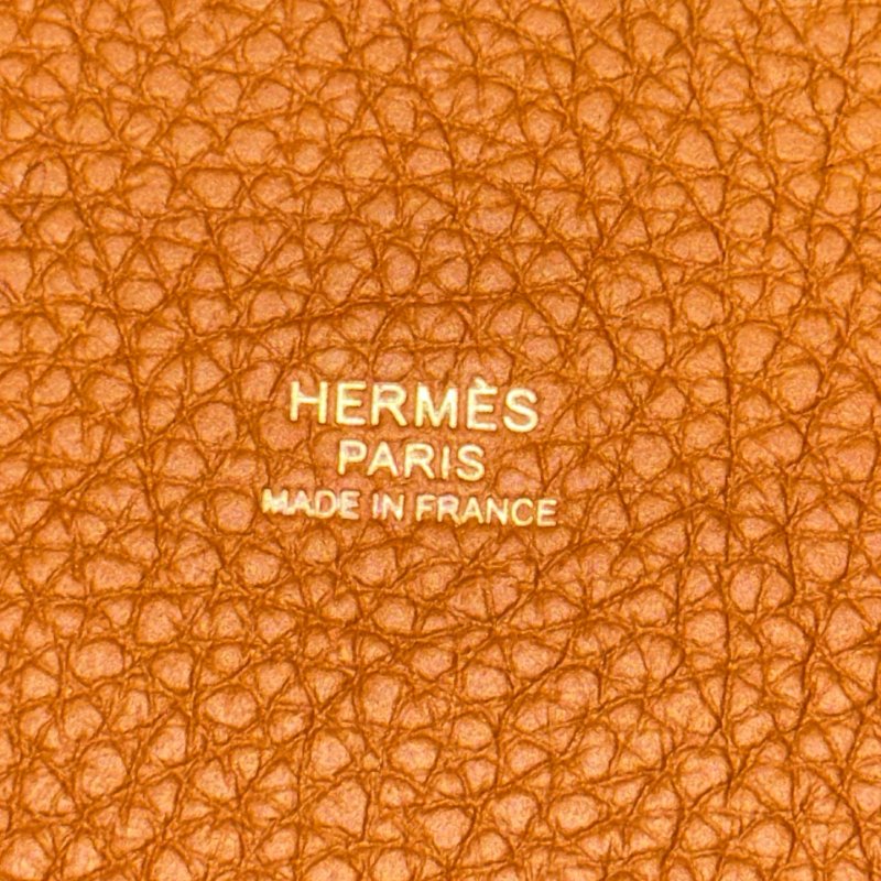 HERMÈS Clemence leather Picotin Handbag Brown PHW-10