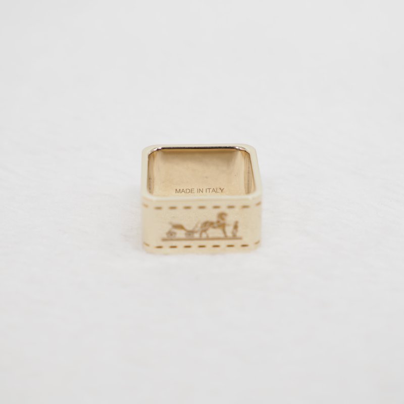 Hermes 方形馬車淺金色絲巾扣-1