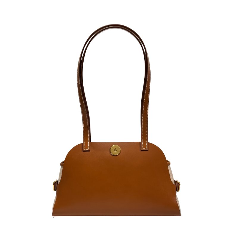 Hermès Swift leather Canvas SAC TABLIER SELLIER Shoulder Bag Brown GHW-0