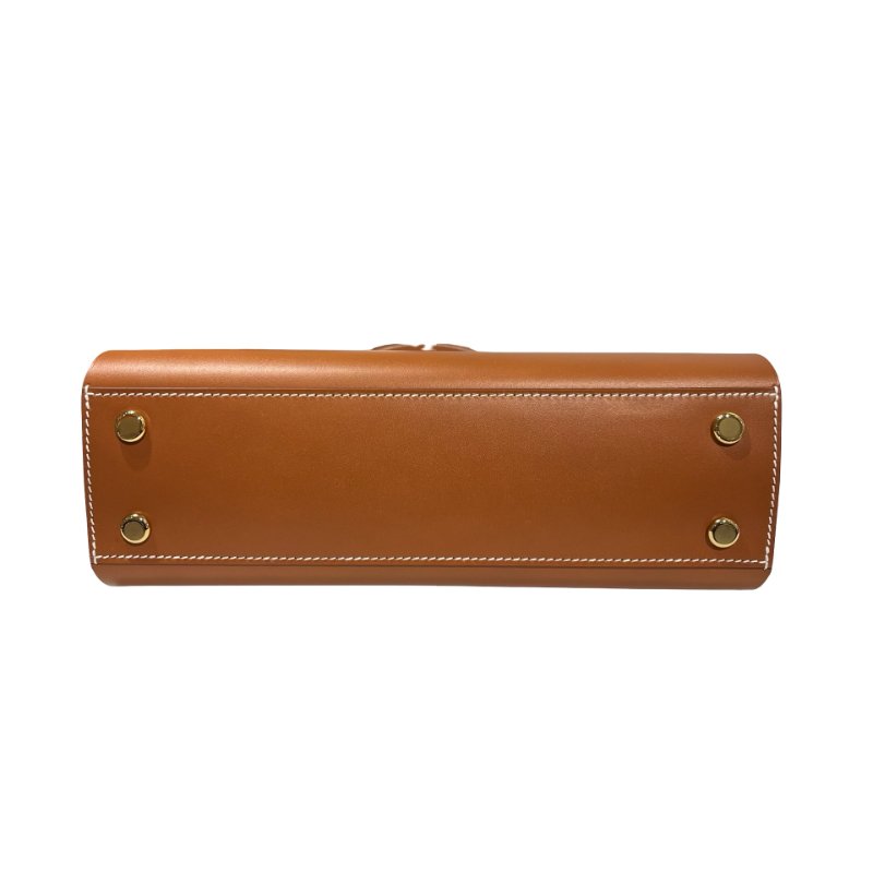 Hermès Swift leather Canvas SAC TABLIER SELLIER Shoulder Bag Brown GHW-4