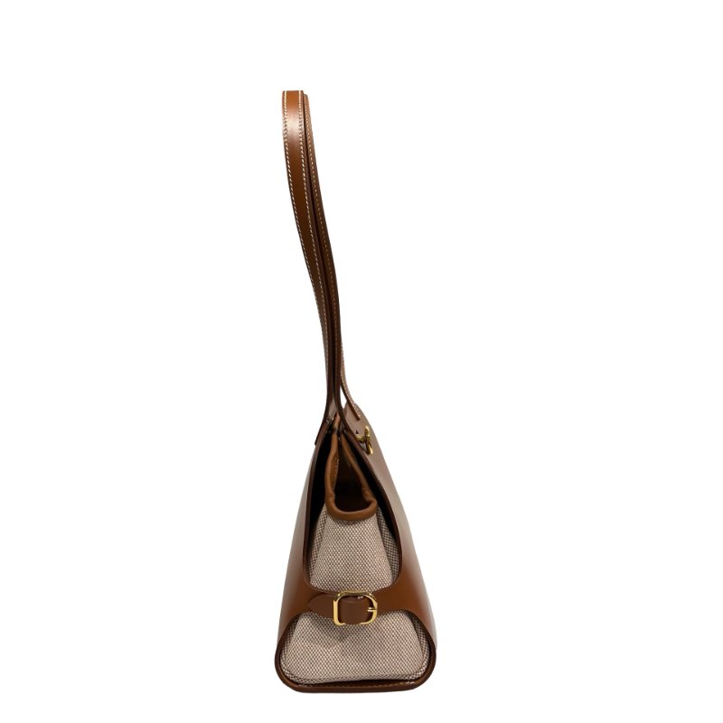 Hermès Swift leather Canvas SAC TABLIER SELLIER Shoulder Bag Brown GHW-5