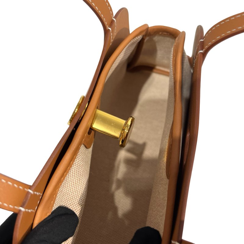 Hermès Swift leather Canvas SAC TABLIER SELLIER Shoulder Bag Brown GHW-8