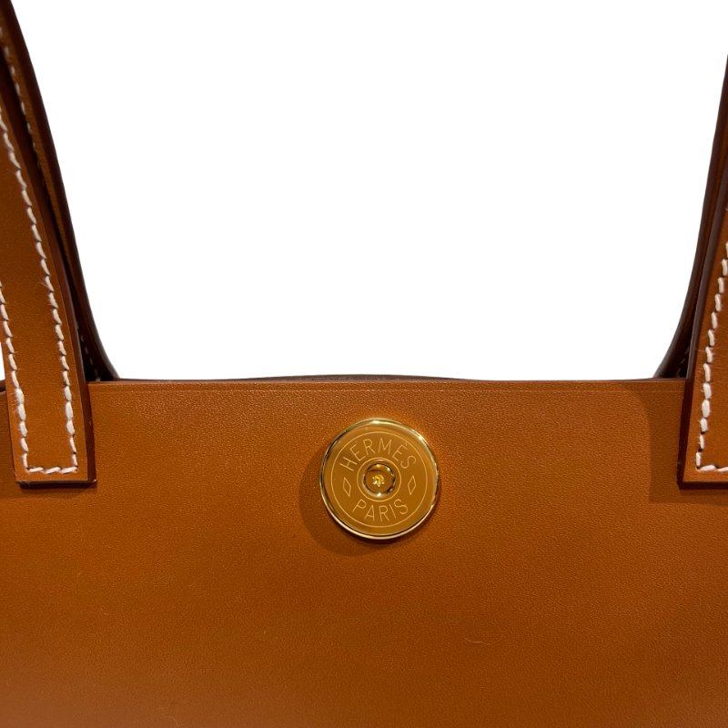 Hermès Swift leather Canvas SAC TABLIER SELLIER Shoulder Bag Brown GHW-10