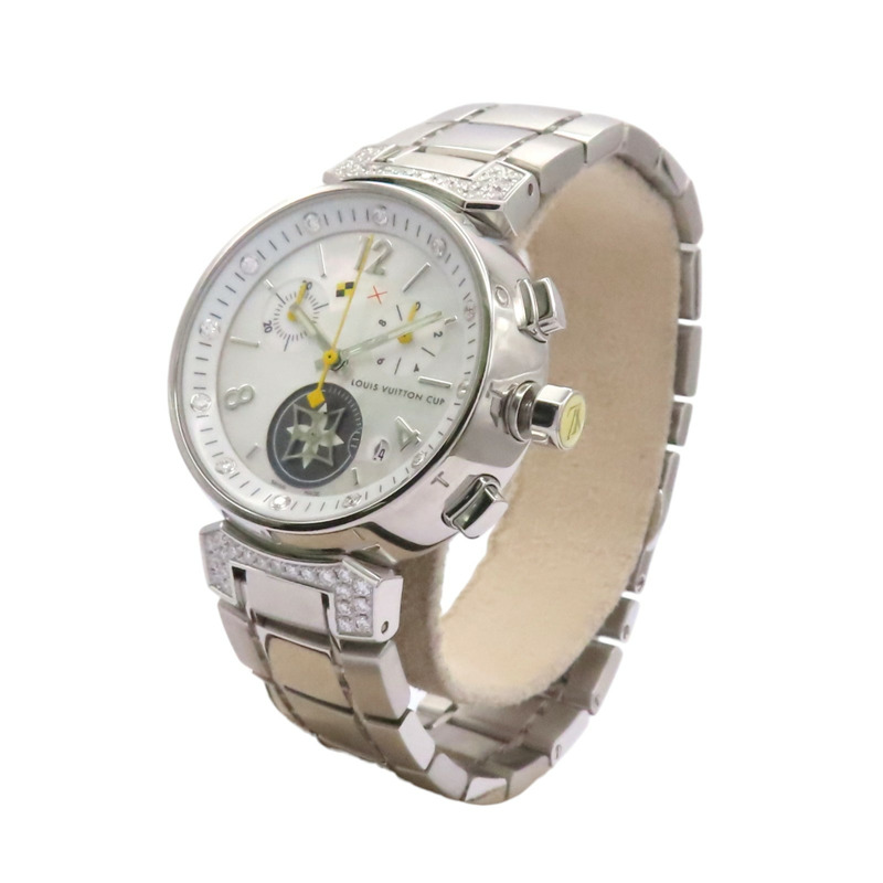 母貝錶盤 不鏽鋼 膠帶 Tambour Lovely Cup 腕錶【LOUIS VUITTON LV 路易威登】 Q132H-1