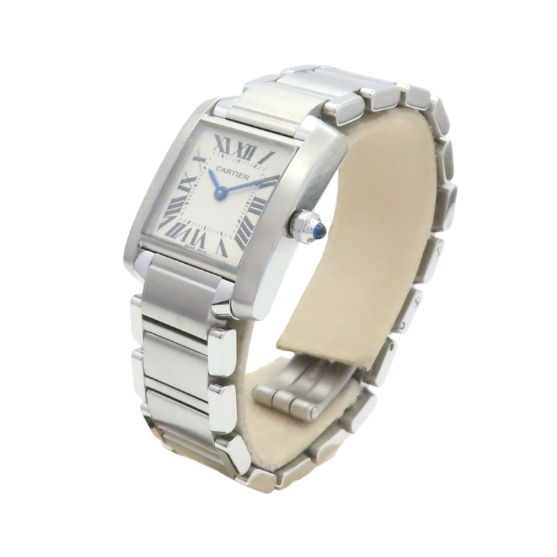 米色錶盤 不鏽鋼 Tank Francaise SM 腕錶【Cartier 卡地亞】 W51008Q3-1
