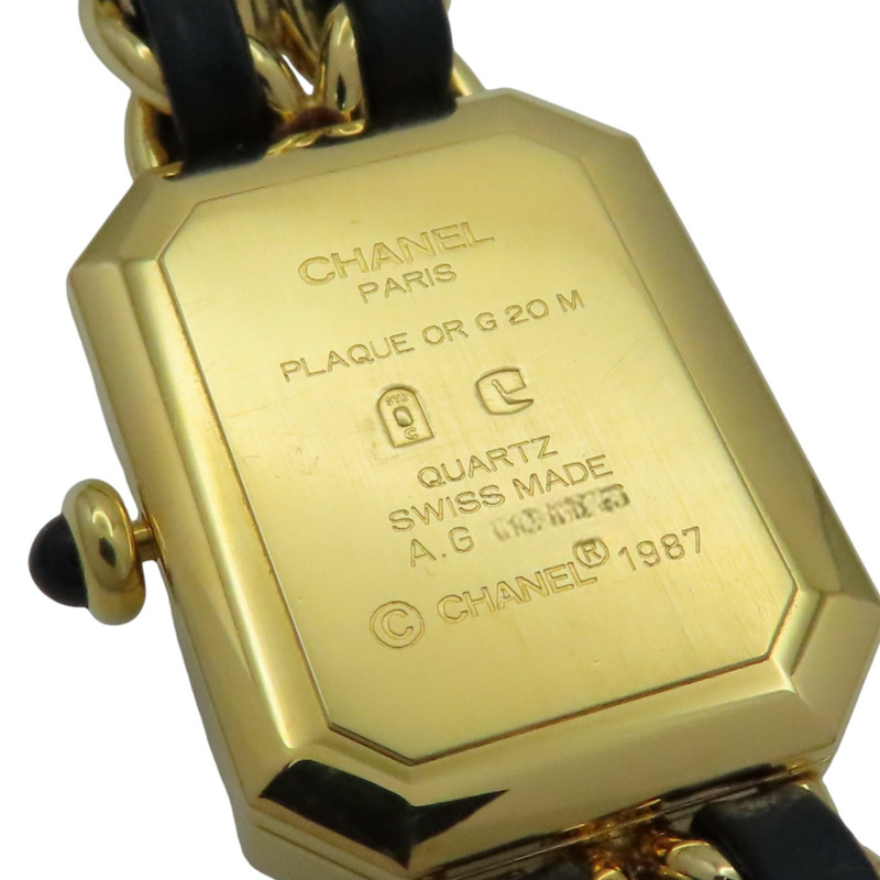 黑色錶盤 鍍金 皮革錶帶 Premiere S 石英腕錶【CHANEL 香奈兒】 H0001-3