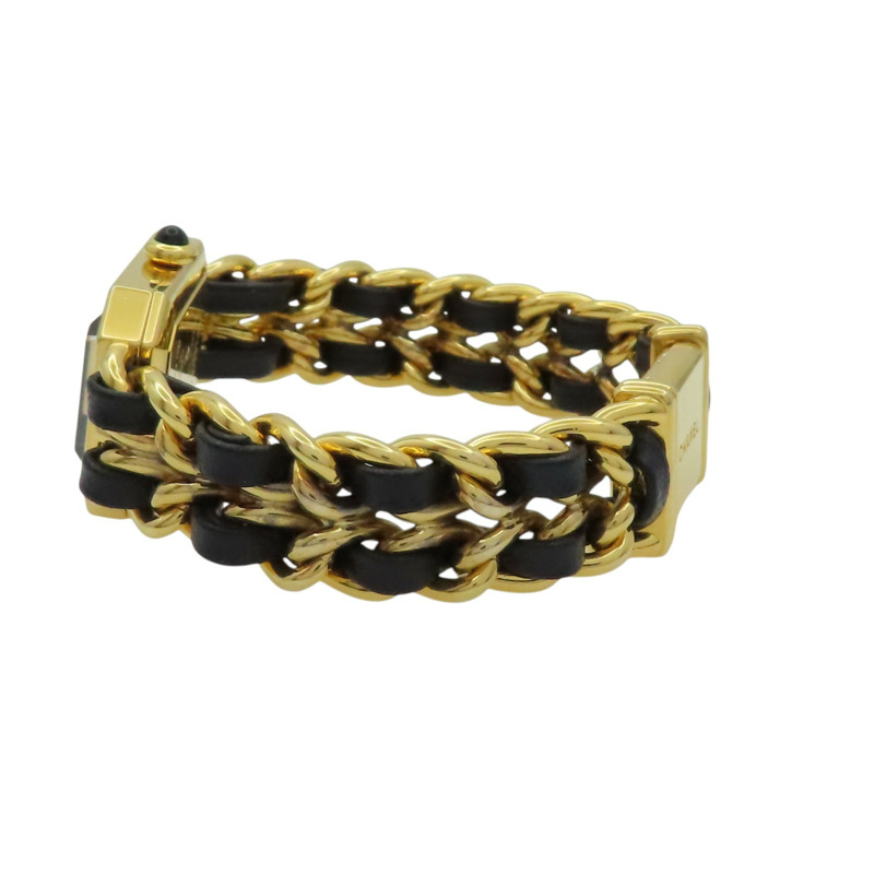 黑色錶盤 鍍金 皮革錶帶 Premiere S 石英腕錶【CHANEL 香奈兒】 H0001-5