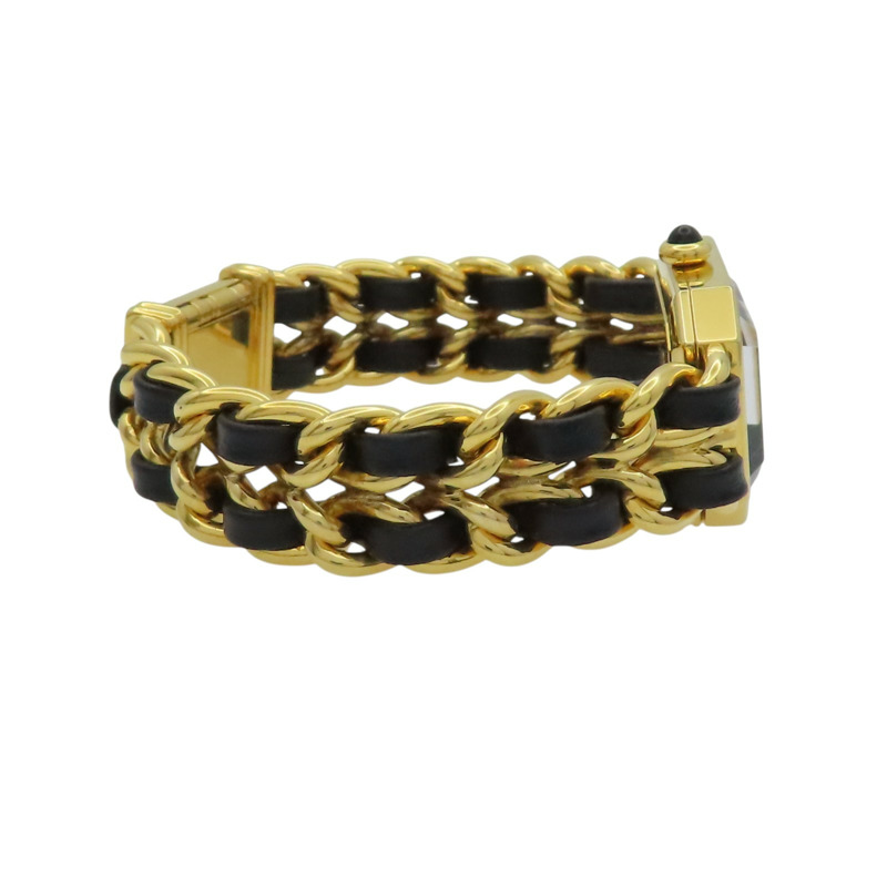 黑色錶盤 鍍金 皮革錶帶 Premiere S 石英腕錶【CHANEL 香奈兒】 H0001-6