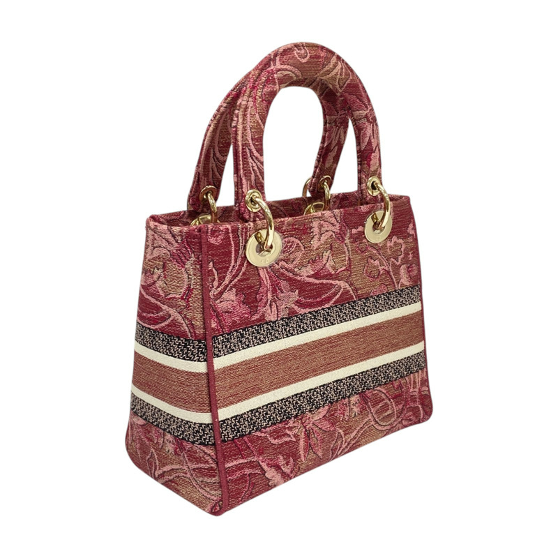 粉紅色 刺繡帆布 Lady D-Lite 两用包【Dior 迪奧 】 M0565ORWL_M33E-1